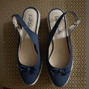 Life Stride Navy Espadrille Slingbacks